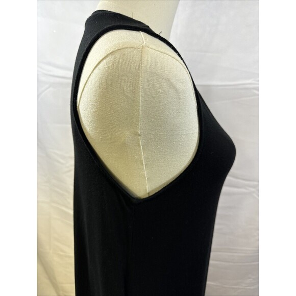 Fit and Flare Black Cocktail Midi Tank Dress Stretchy Pockets Women’s Size M - Picture 4 of 8
